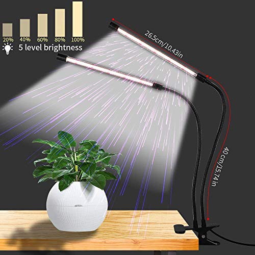clip on plant grow lights GooingTop LED Grow Light,6000K Full Spectrum Clip Plant Growing Lamp with White Red LEDs for Indoor Plants,5-Level Dimmable,Auto On Off Timing 4 8 12Hrs